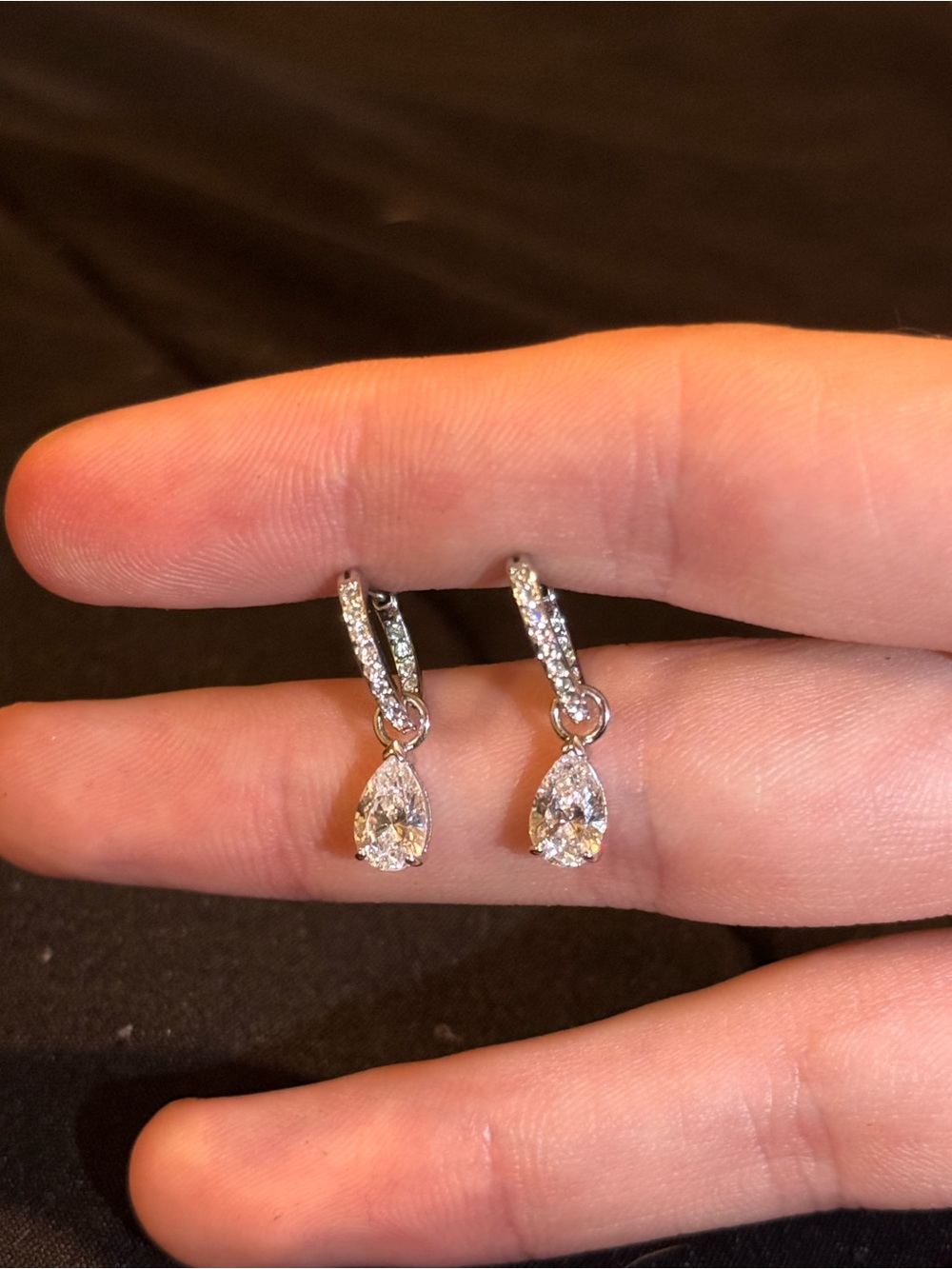 Swarovski Silver-Tone Drop Earrings with Clear Teardrop Crystals
